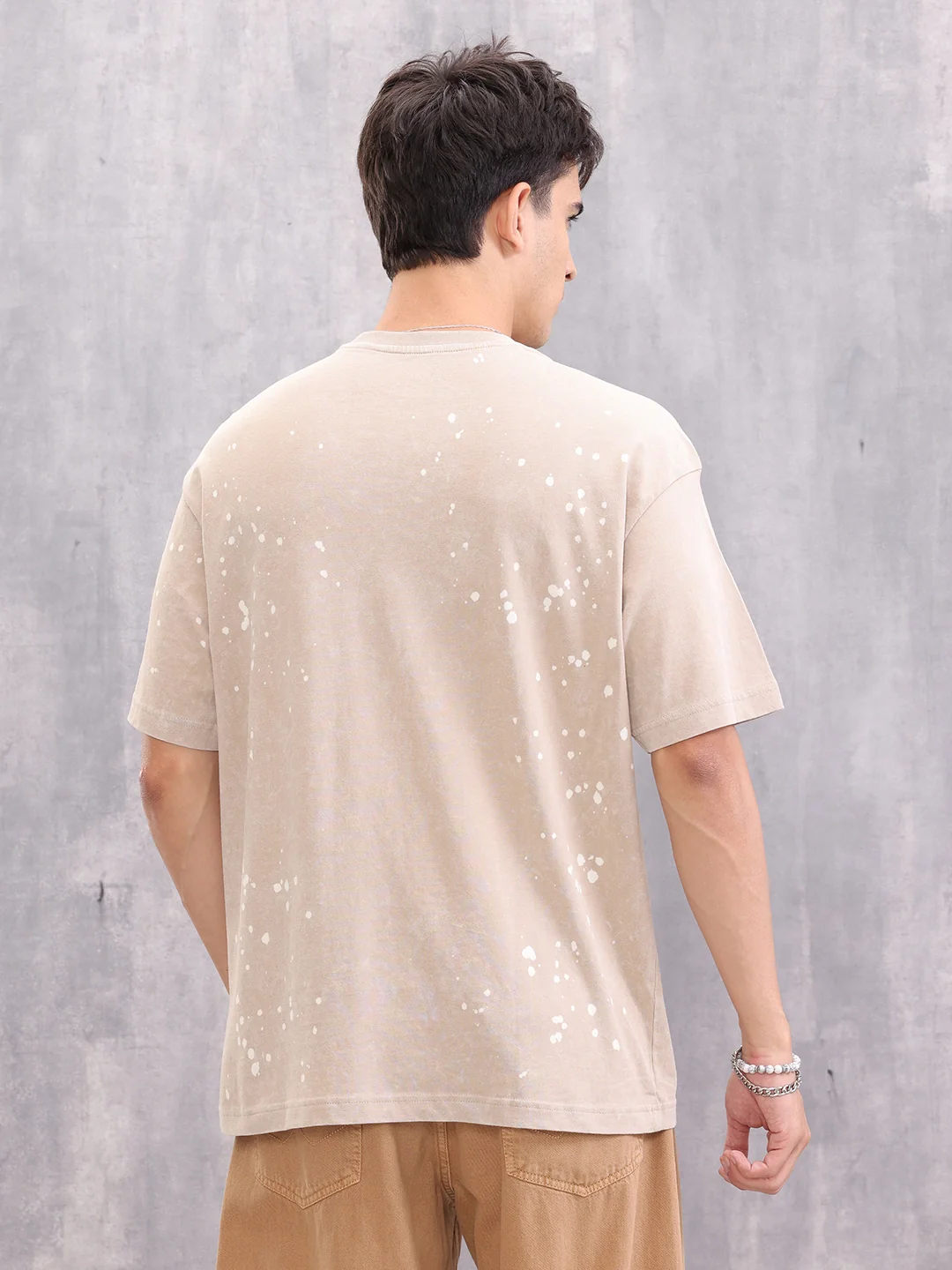 Retro Washed Effect Oversized Fit T-shirt | Beige - Image 3