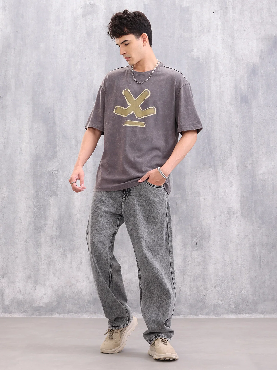 Retro Washed Logo Printed Oevrsized T-shirt | Dark Grey - Image 2
