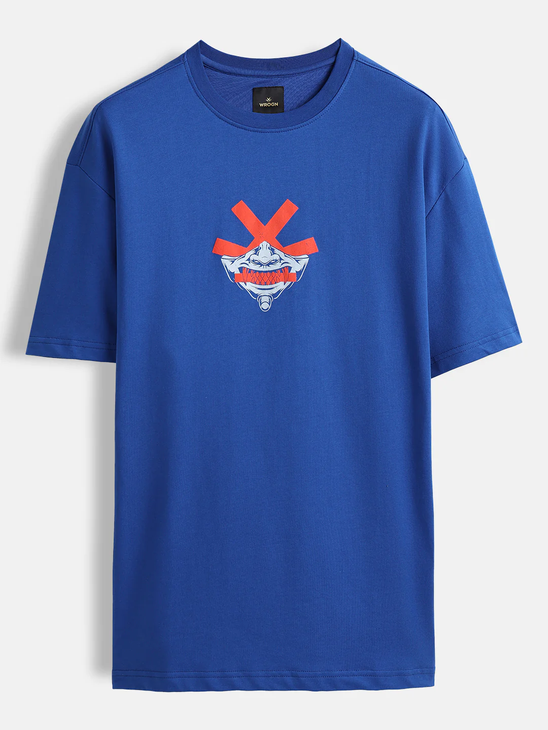 Samurai mask print oversized tshirt | Blue - Image 8