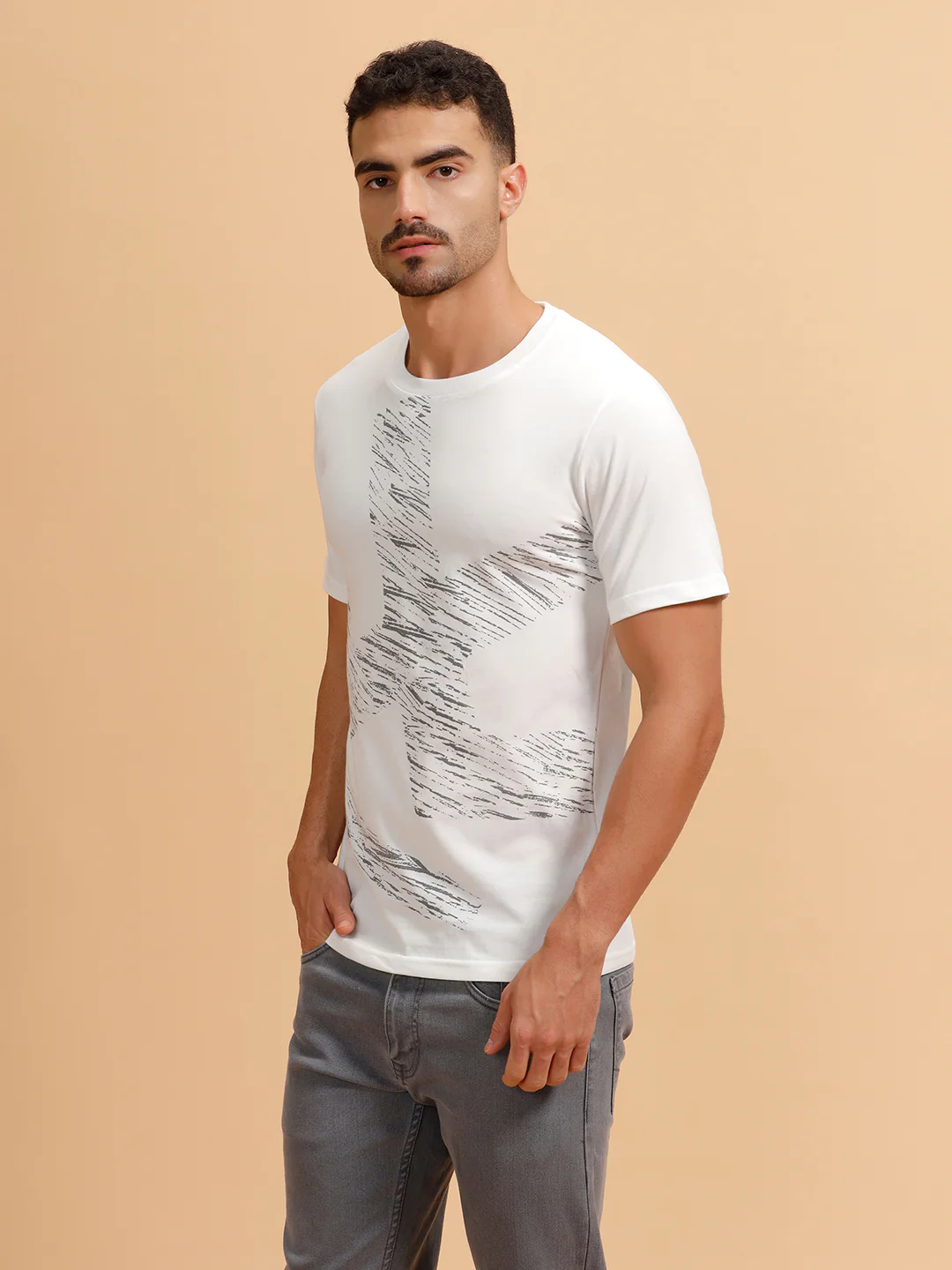 Scribbled Logo Printed T-Shirt | White - Image 4