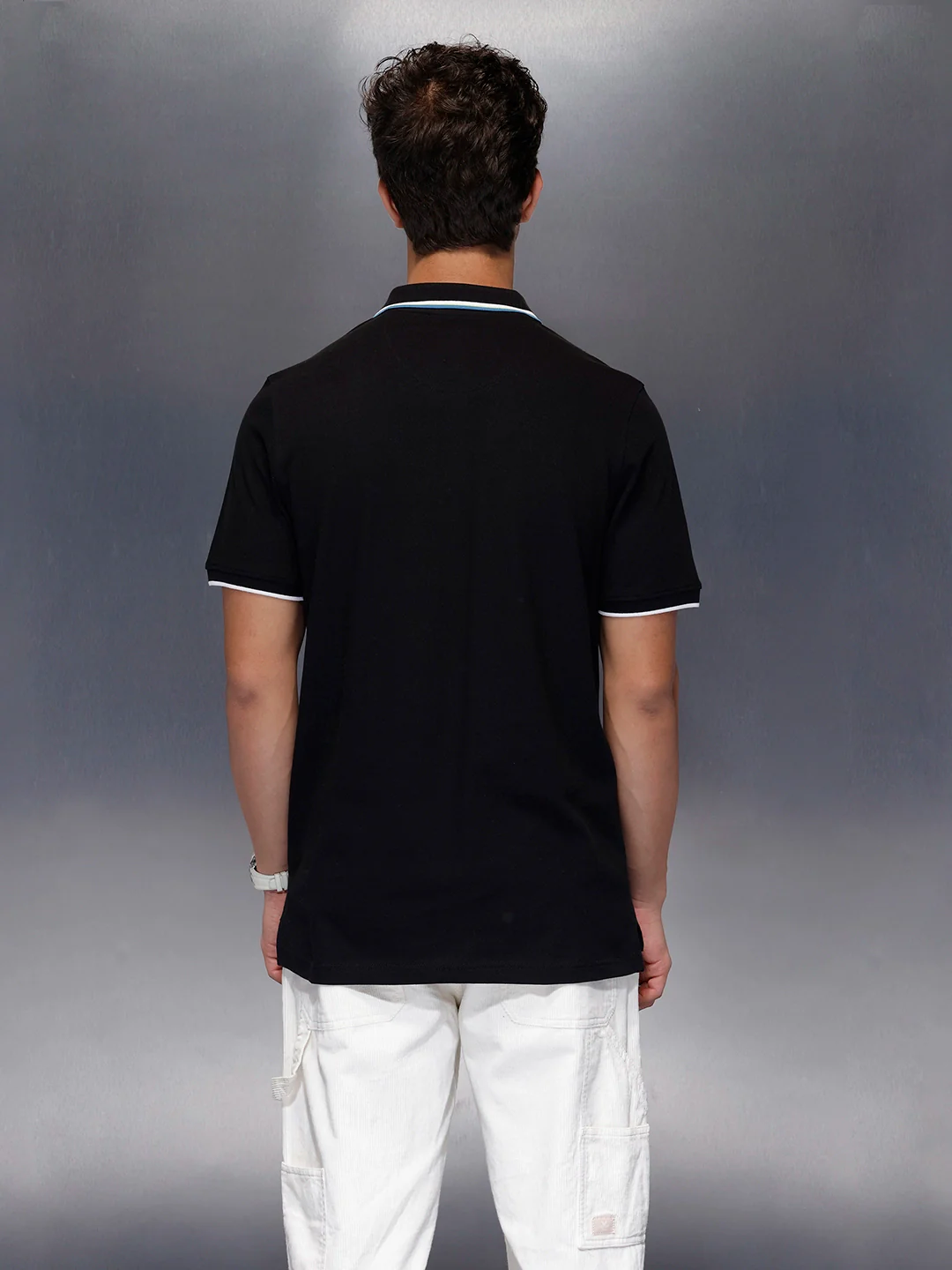 Signature Trim Detail Polo Shirt | Black - Image 3