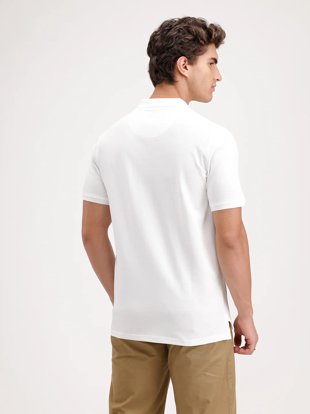 Siolid Slim Fit Pin Stripes Polo T-Shirt  | White - Image 3