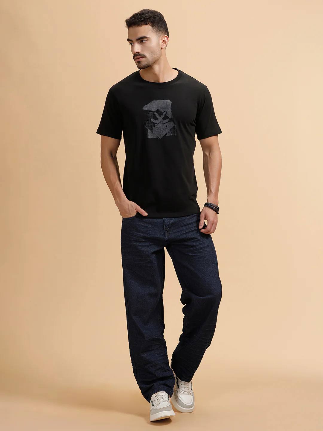 Sketched Logo Printed T-Shirt | Black - Image 2