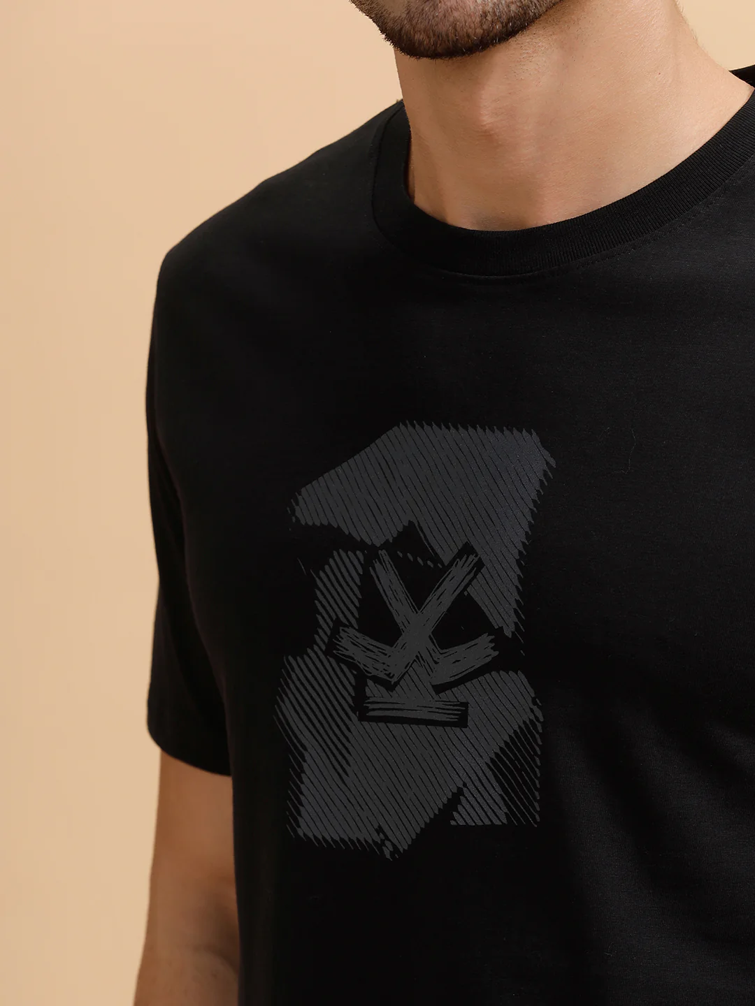 Sketched Logo Printed T-Shirt | Black - Image 5