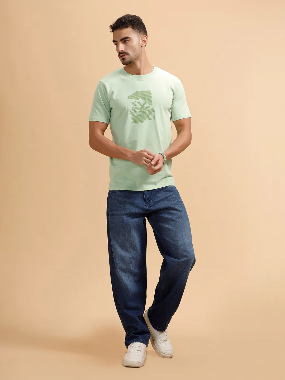 Sketched Logo Printed T-Shirt | Light Green - Image 2