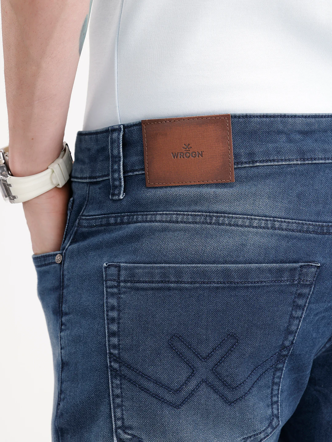 Skinny Cropped Washed Denim Jeans | Blue - Image 6