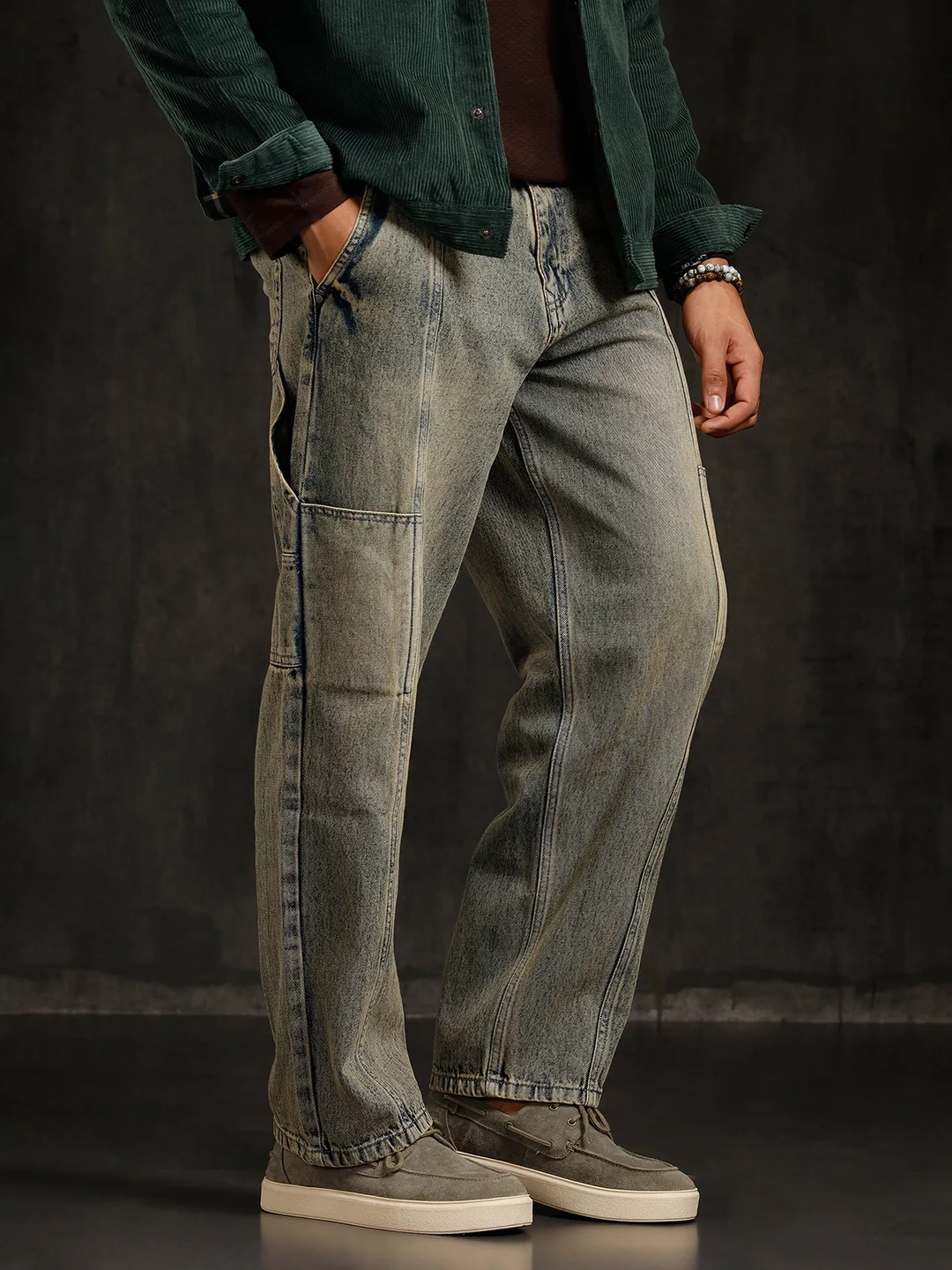 Slanted Pocket Loose Fit Jeans | Blue - Image 4