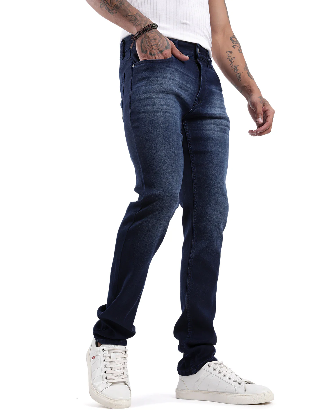 Sleek Dark Blue Slim Fit Jeans - Image 4