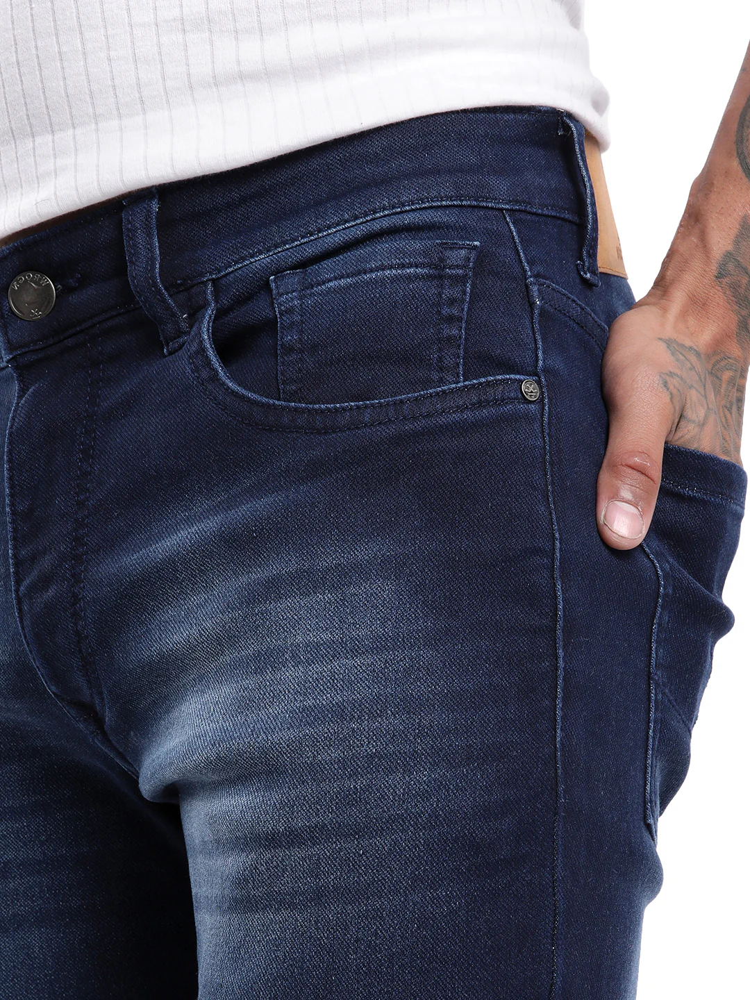 Sleek Dark Blue Slim Fit Jeans - Image 6