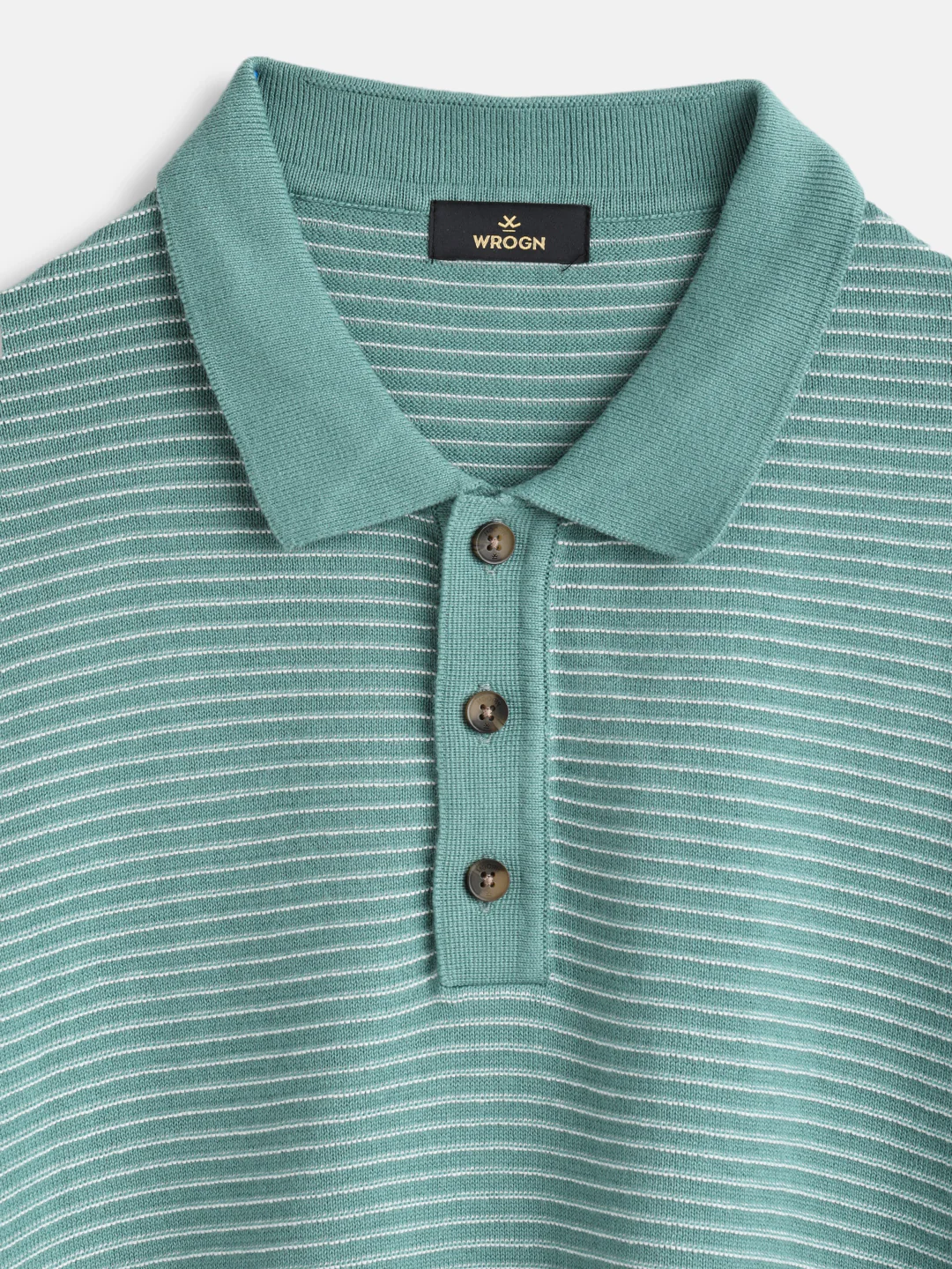 Slim Fit 100% Cotton Flat Knit Polo | Green - Image 3