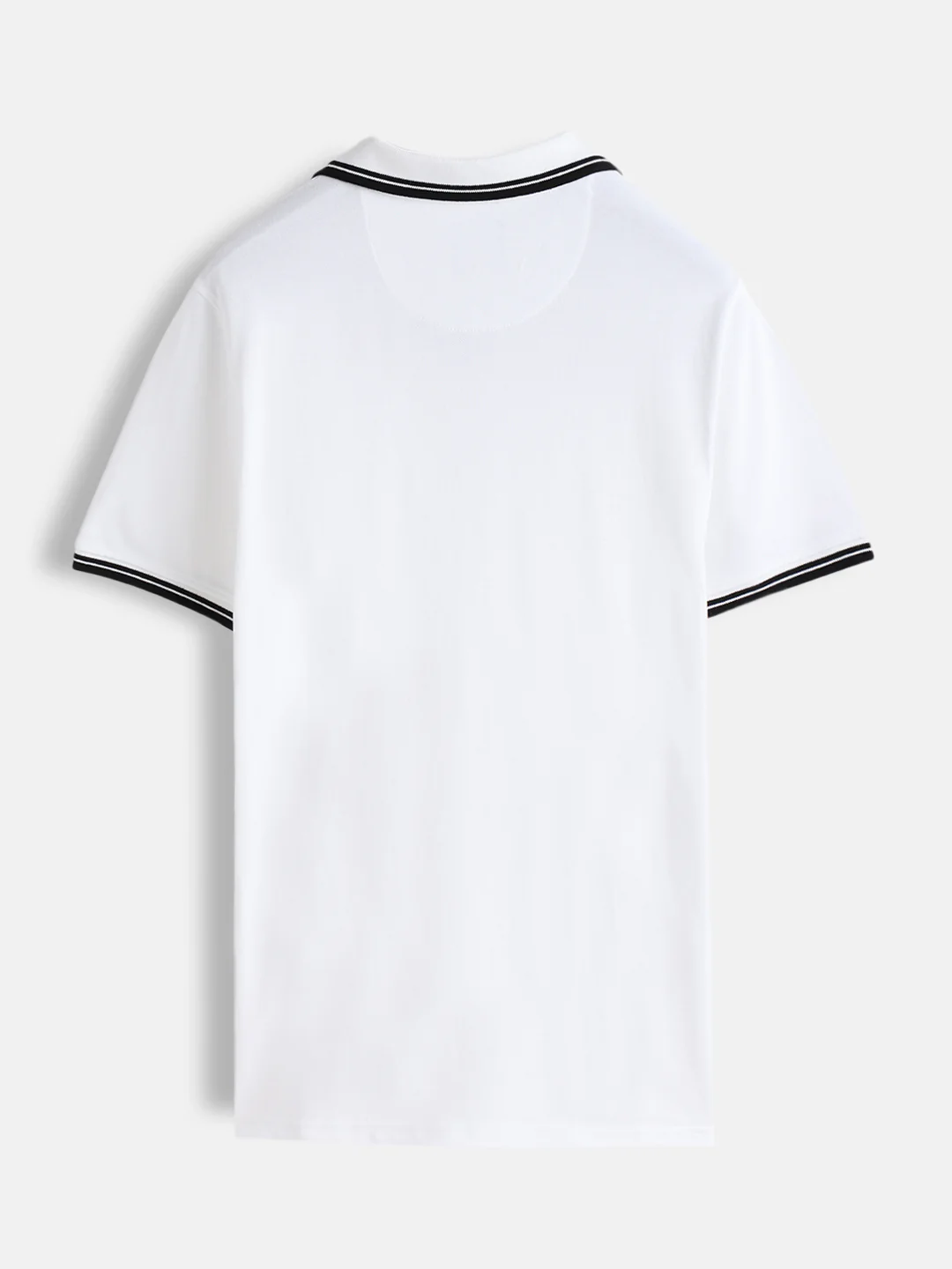 Slim Fit 100% Cotton Johnny Collar Polo With Contrast Tipping | White - Image 2