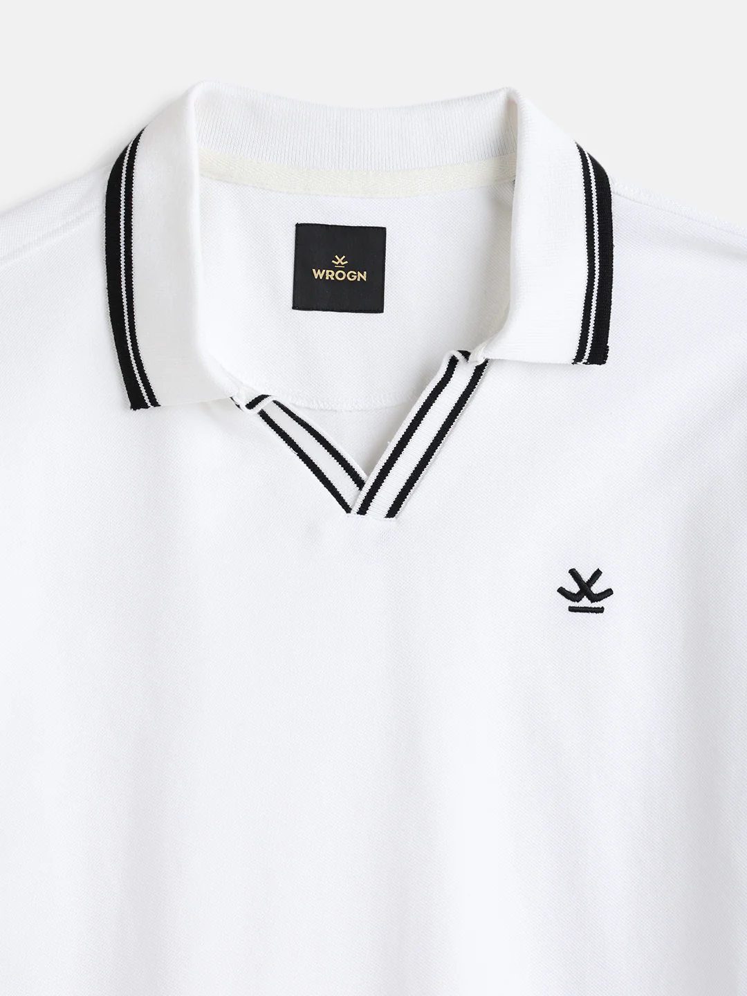 Slim Fit 100% Cotton Johnny Collar Polo With Contrast Tipping | White - Image 3