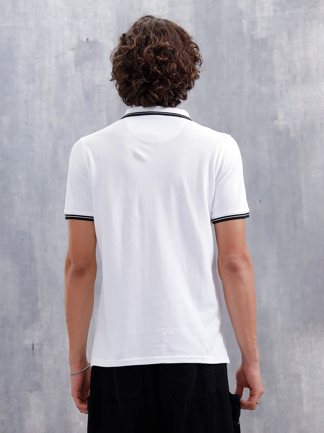 Slim Fit 100% Cotton Johnny Collar Polo With Contrast Tipping | White - Image 6