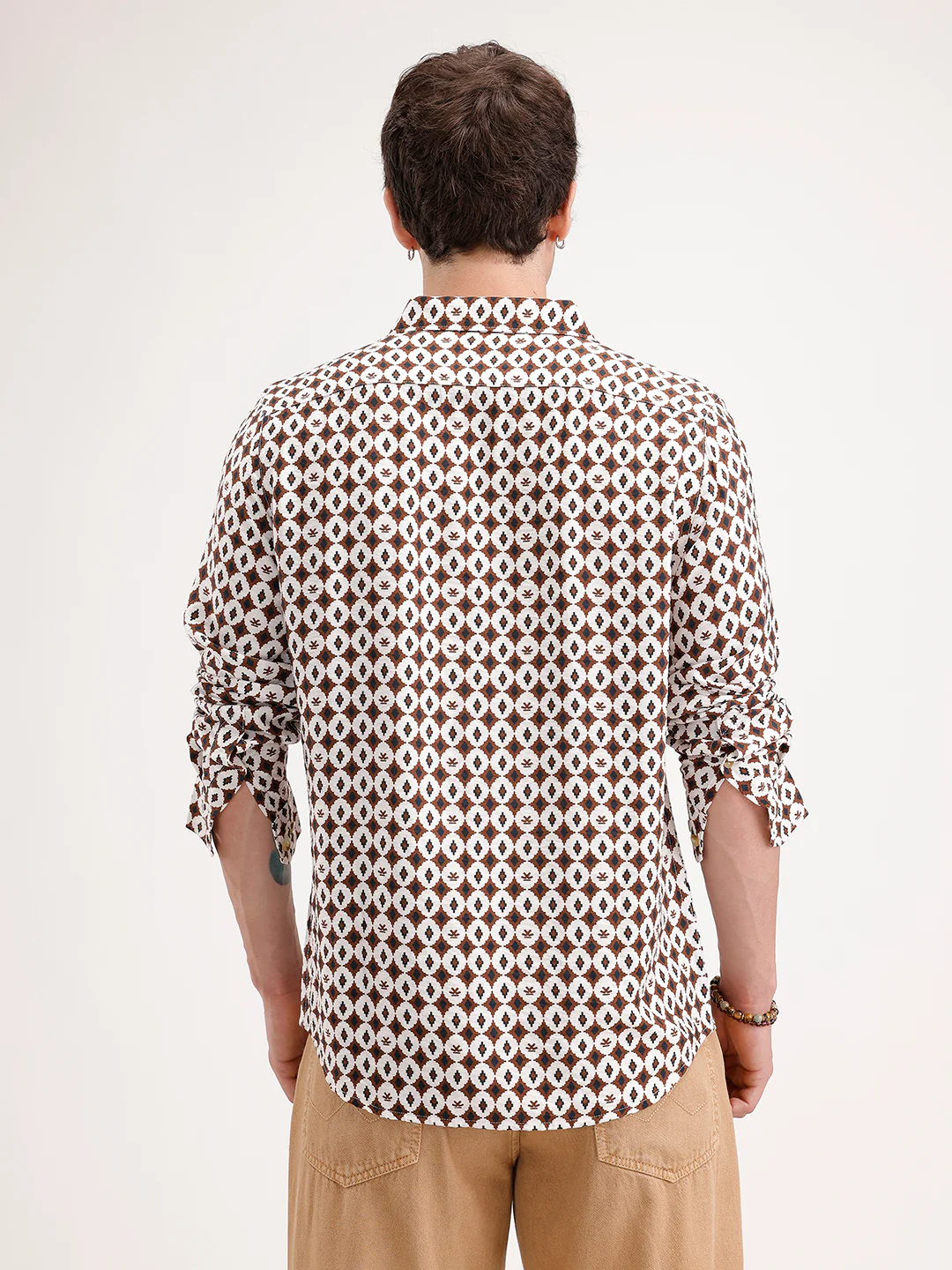 Slim Fit AOP Full Sleeve Shirt | Brown - Image 3