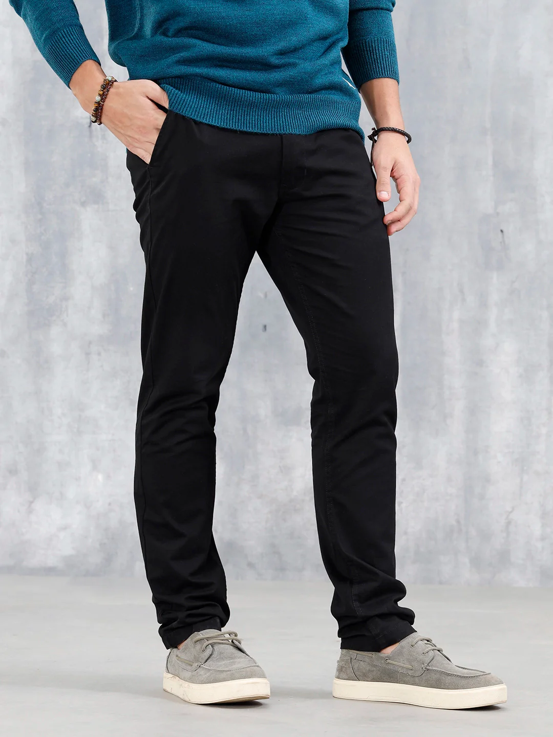 Slim Fit Casual Trousers | Black - Image 4