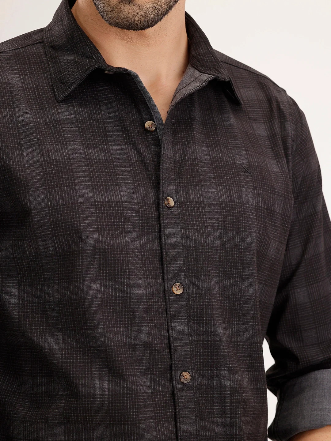 Slim Fit Checkered Shirt | Black - Image 5