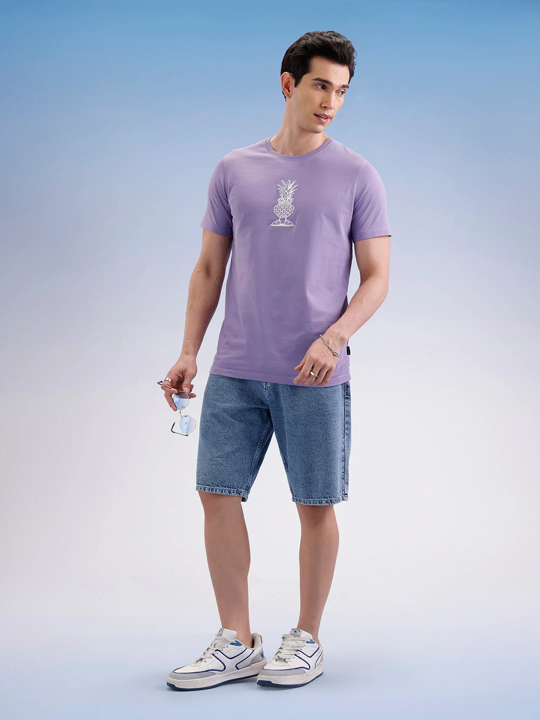 Slim Fit Classic Embroidered T-Shirt  | Purple - Image 2