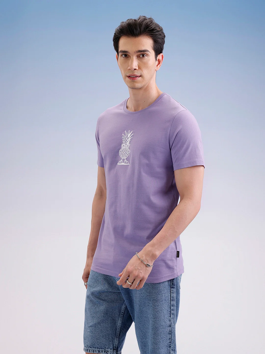 Slim Fit Classic Embroidered T-Shirt  | Purple - Image 4