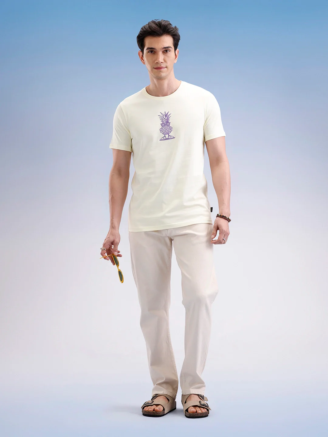 Slim Fit Classic Embroidered T-Shirt  | Yellow - Image 2