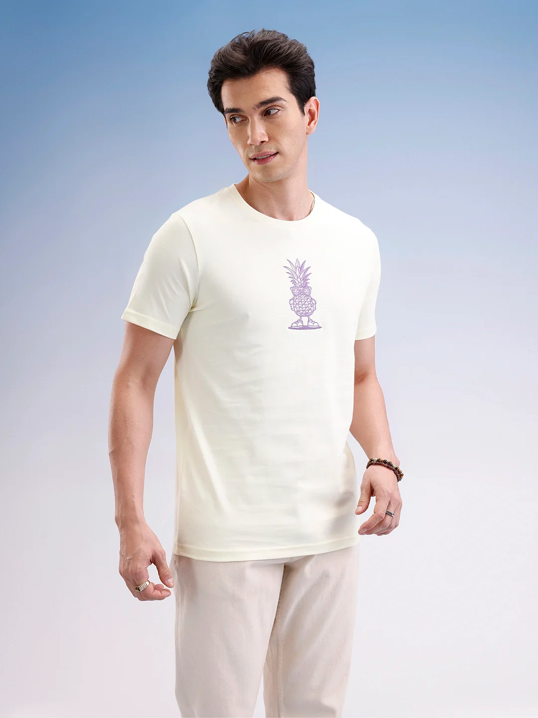 Slim Fit Classic Embroidered T-Shirt  | Yellow - Image 4