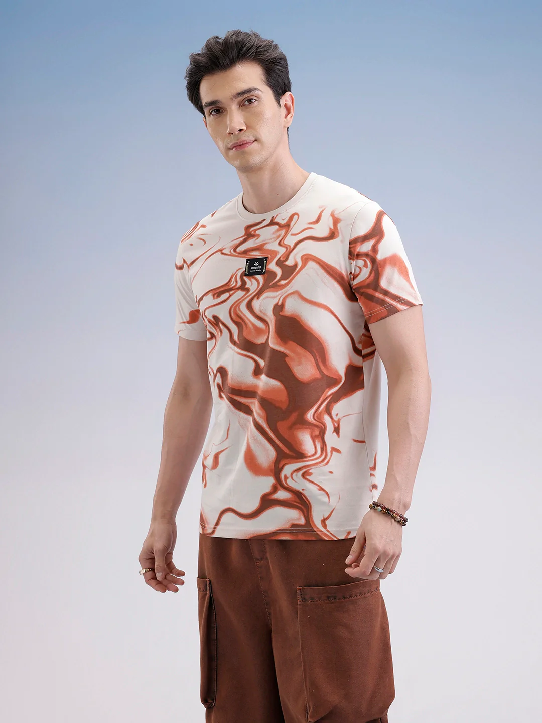 Slim Fit Classic Placement Printed T-Shirt  | Beige - Image 4