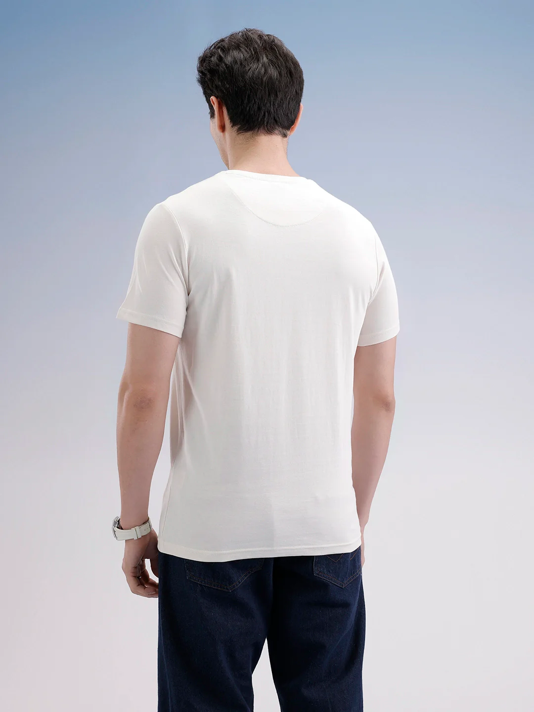 Slim Fit Classic Placement Printed T-Shirt  | Off White - Image 3