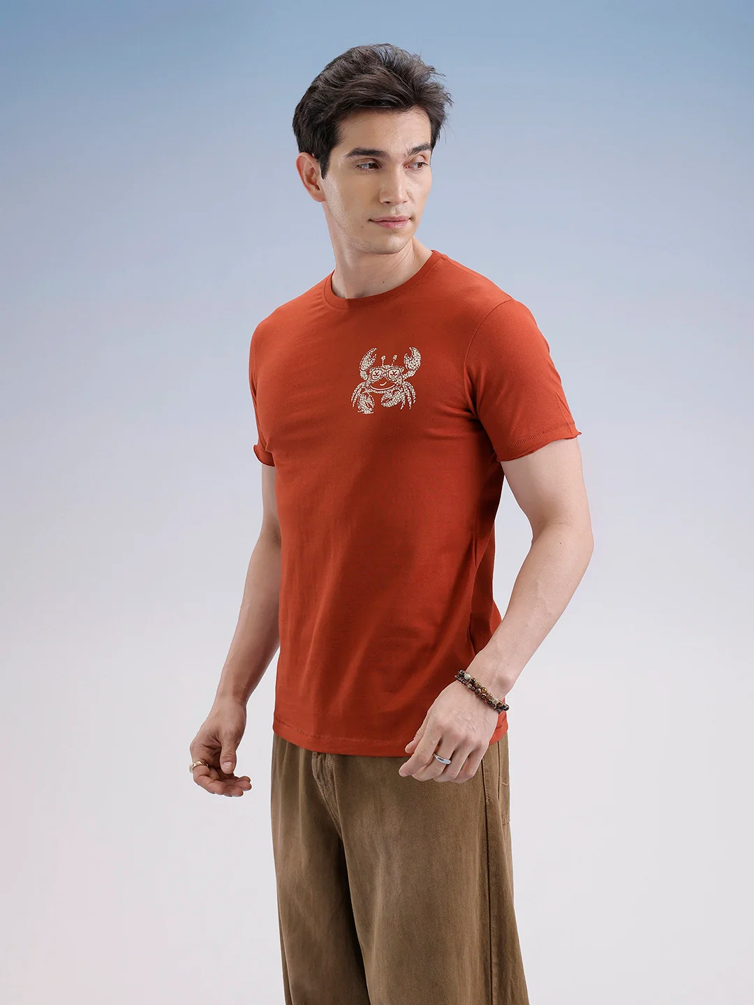 Slim Fit Classic Placement Printed T-Shirt  | Rust - Image 4