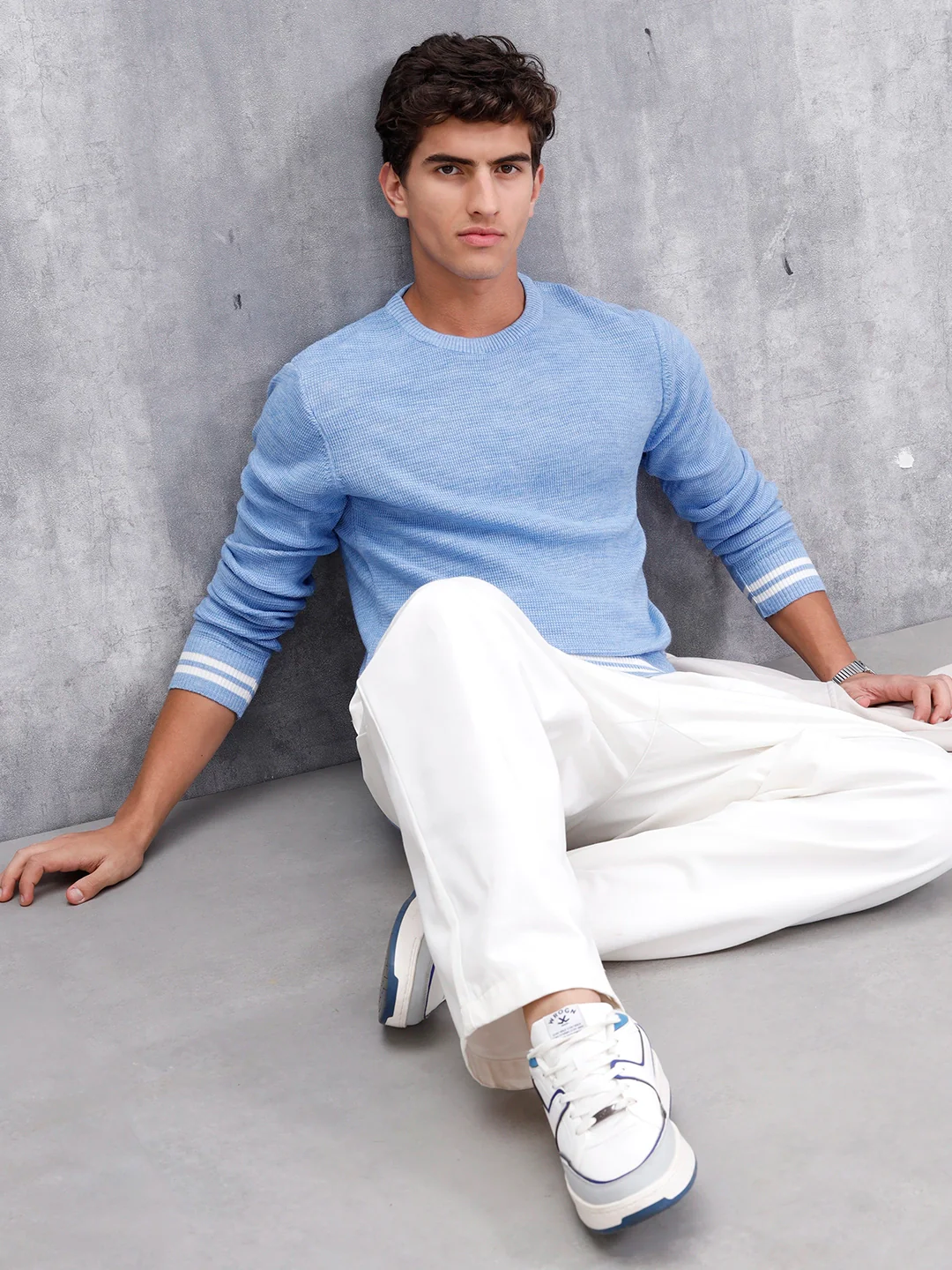 Slim Fit Crew Neck Pullover | Blue - Image 2