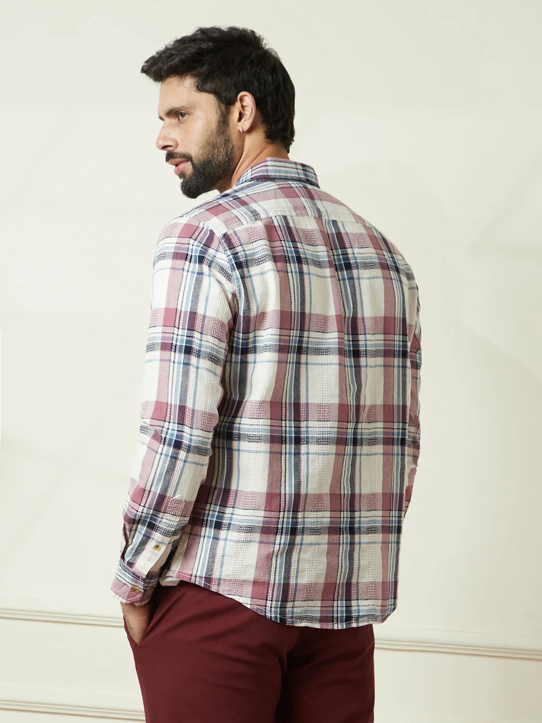 Striped Short Sleeve Textured Shirt | Pink - Image 3