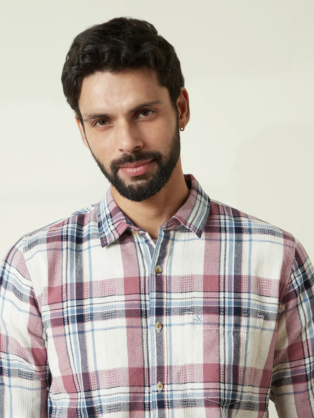 Striped Short Sleeve Textured Shirt | Pink - Image 5