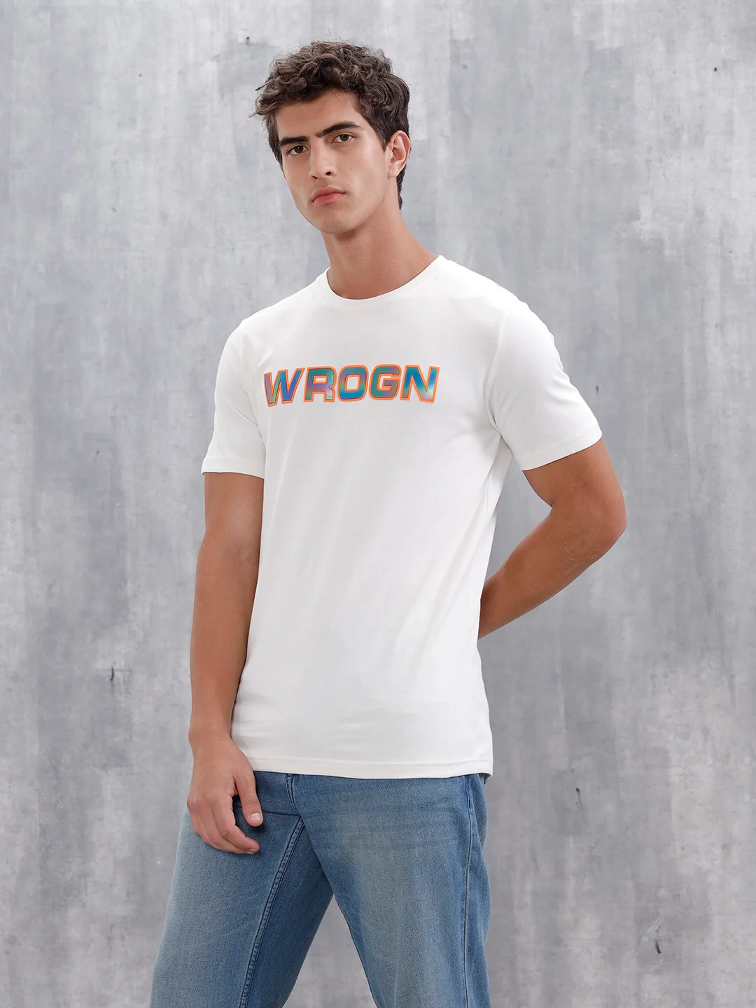 Slim Fit Iridescent Holographic T-Shirt | Off White - Image 4