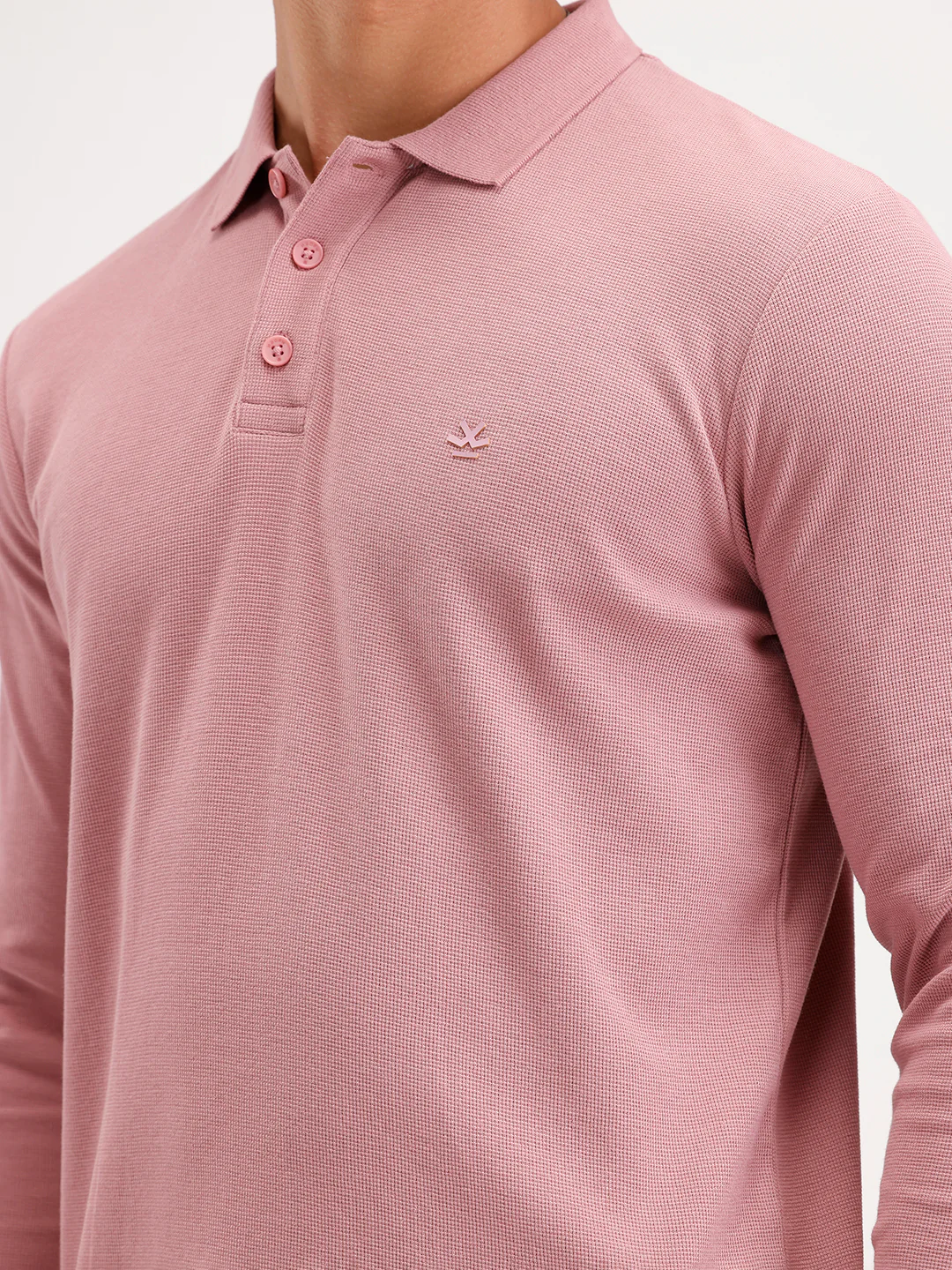 Slim Fit Long Sleeve Polo T-Shirt  | Pink - Image 5