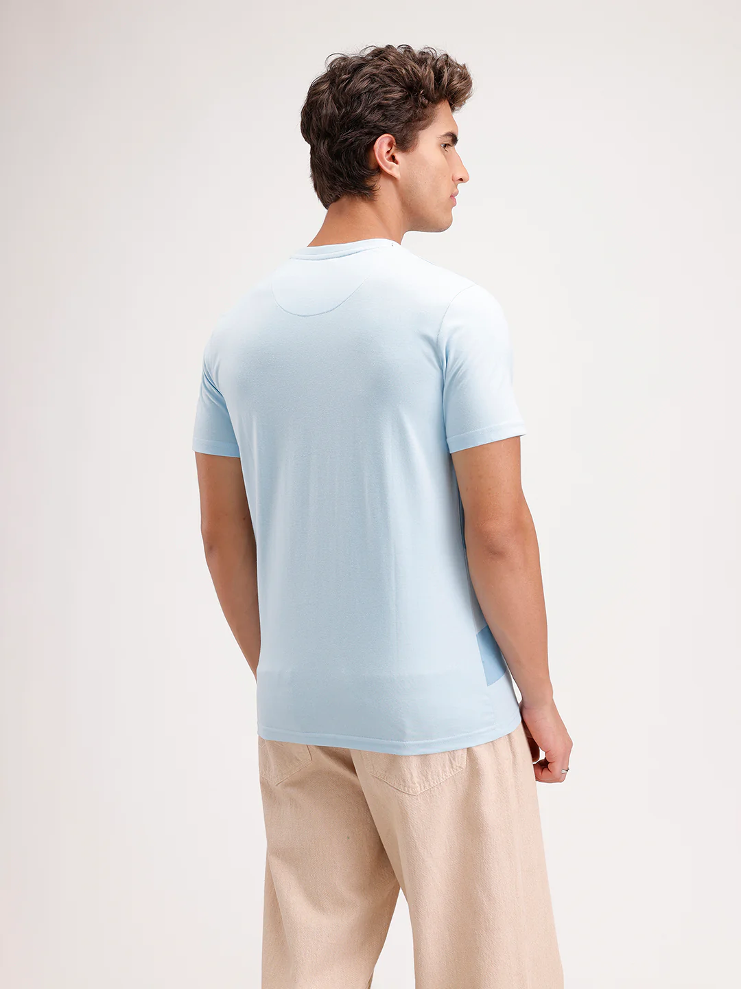 Slim Fit Pannel Printed T-Shirt  | Blue - Image 3