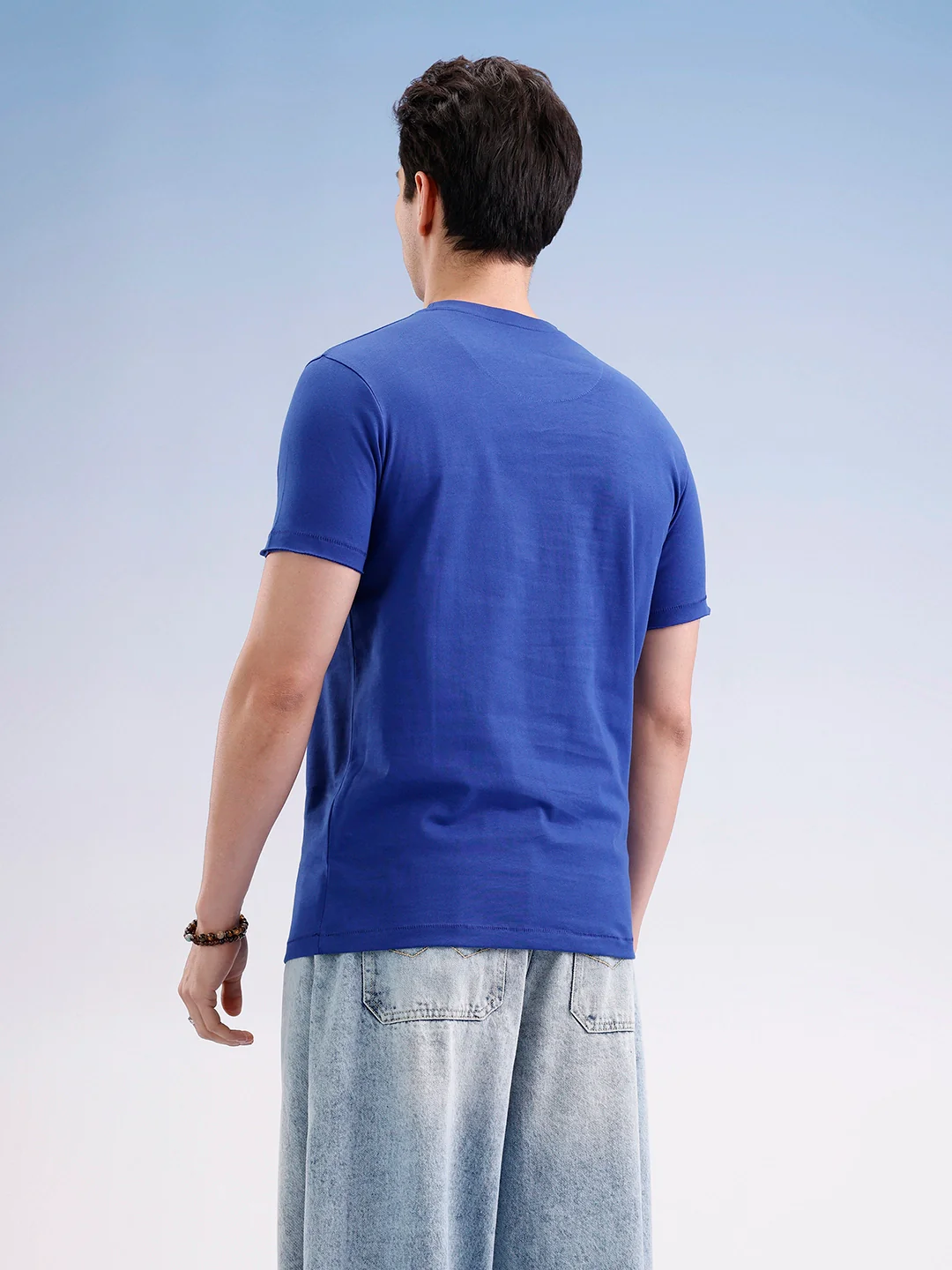 Slim Fit Placement Printed T-Shirt  | Blue - Image 3