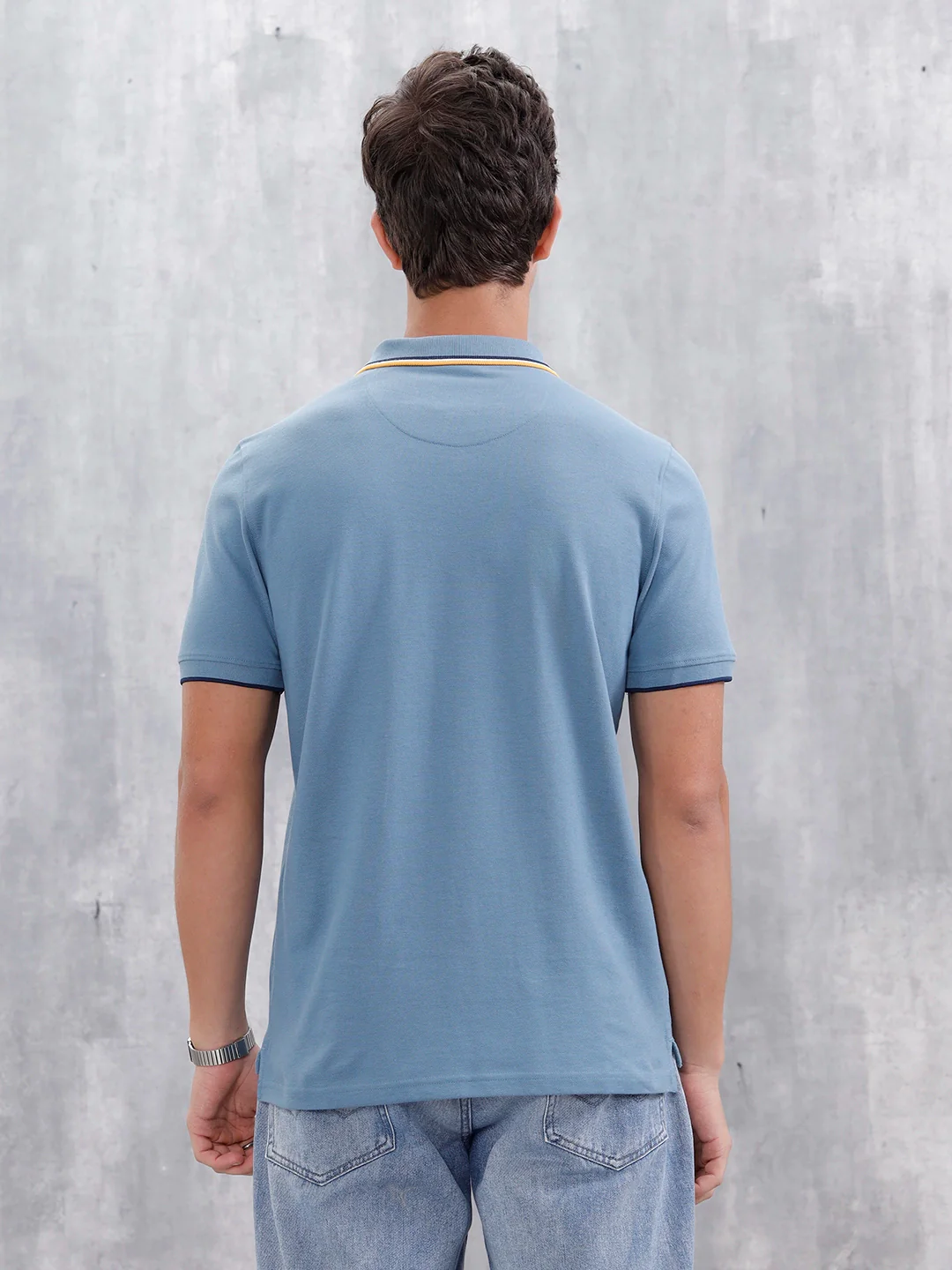 Slim Fit Polo With Contrast Tipping | Blue - Image 3
