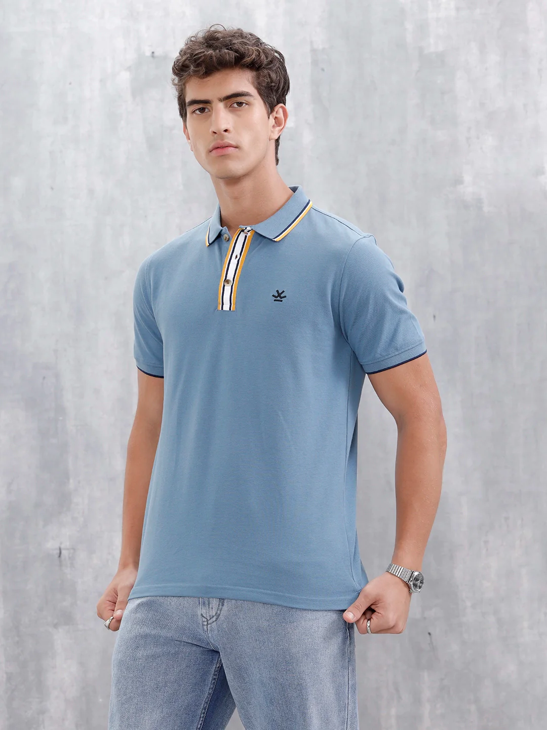 Slim Fit Polo With Contrast Tipping | Blue - Image 4