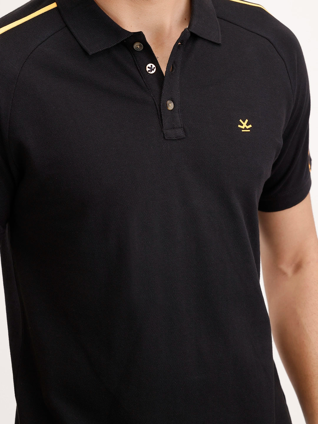 Slim Fit Raglan Collar Polo T-Shirt | Black - Image 5