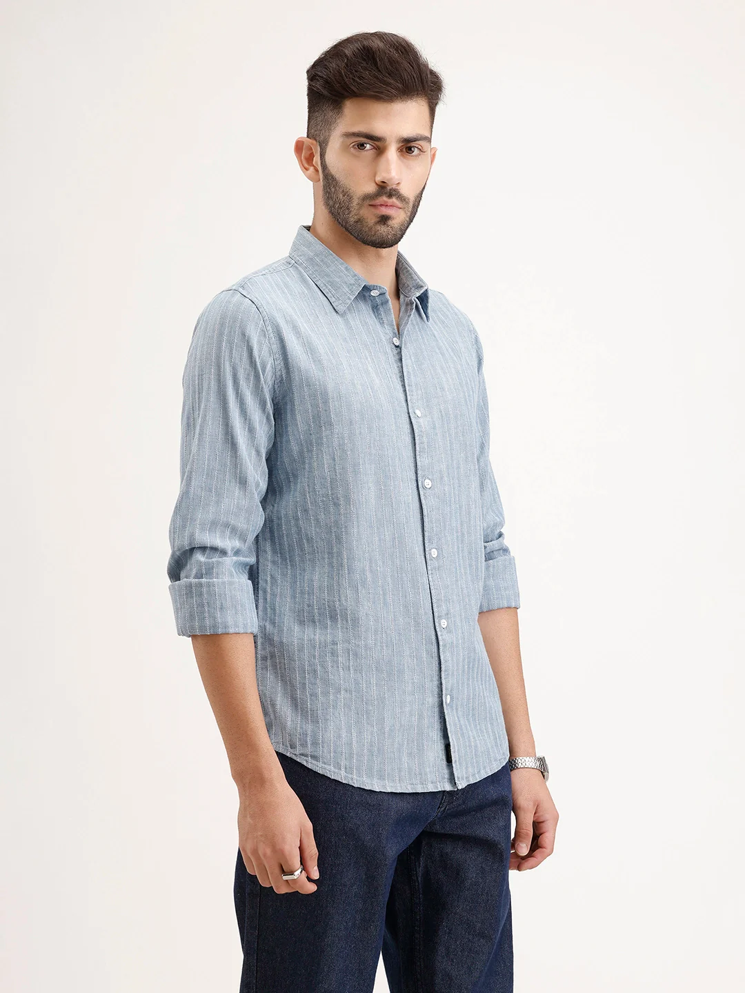 Slim Fit Striped Shirt | Blue - Image 4