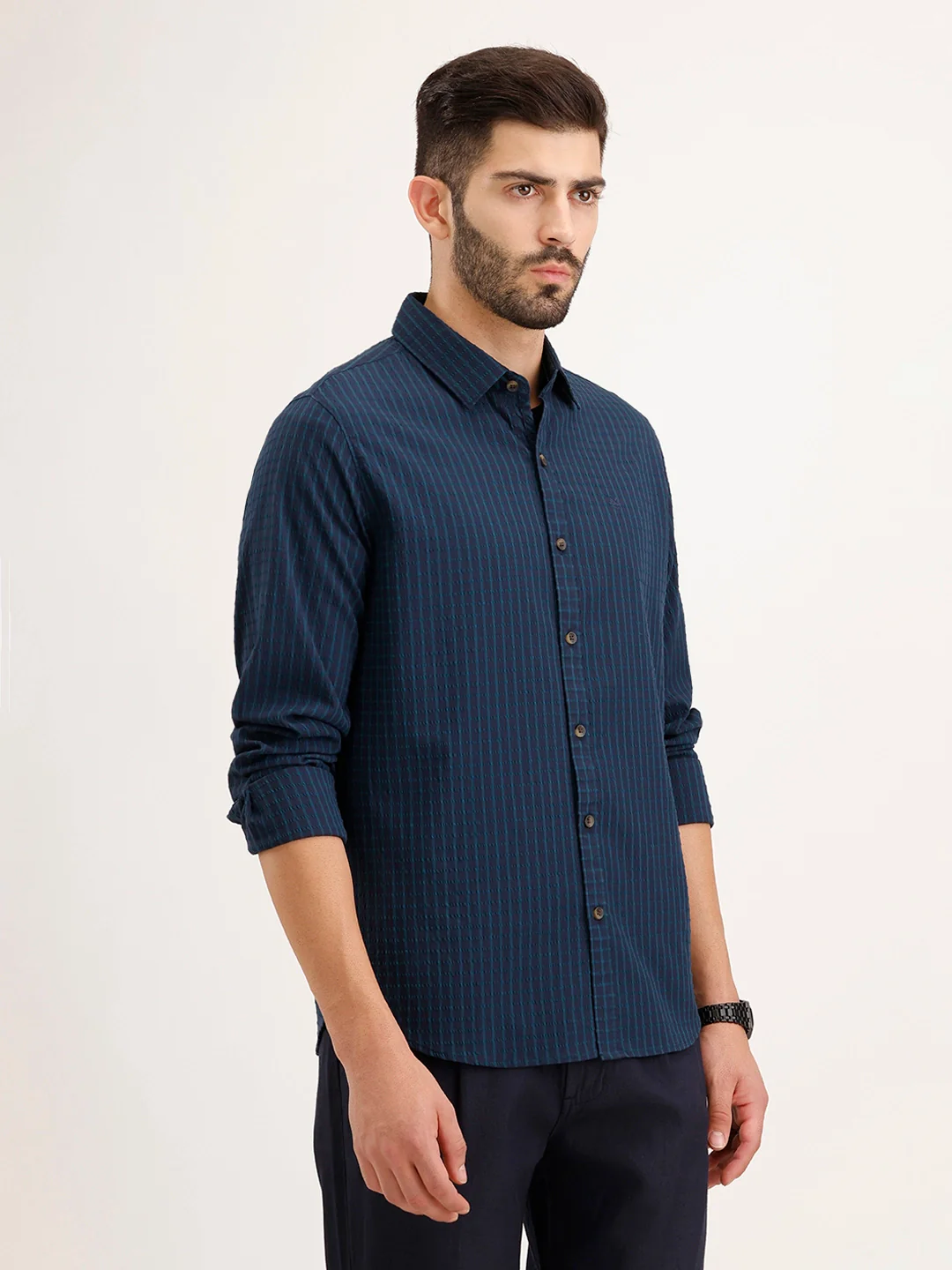 Slim Fit Textured Shirt | Blue - Image 4