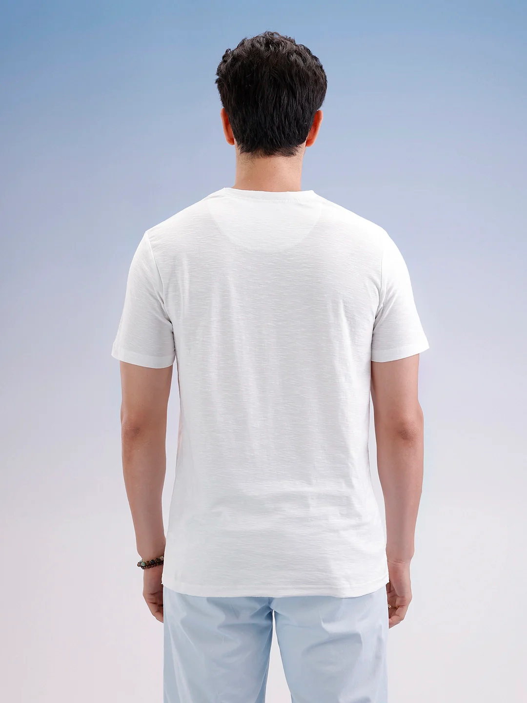 Slim Fit Textured T-Shirt  | Off White - Image 3