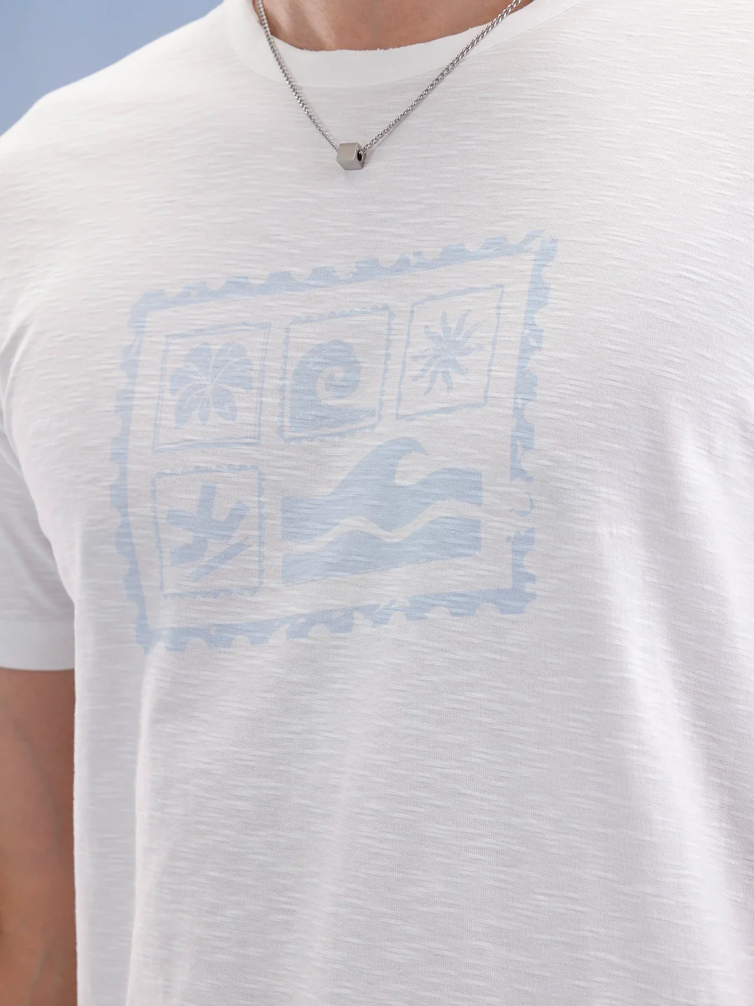 Slim Fit Textured T-Shirt  | Off White - Image 5