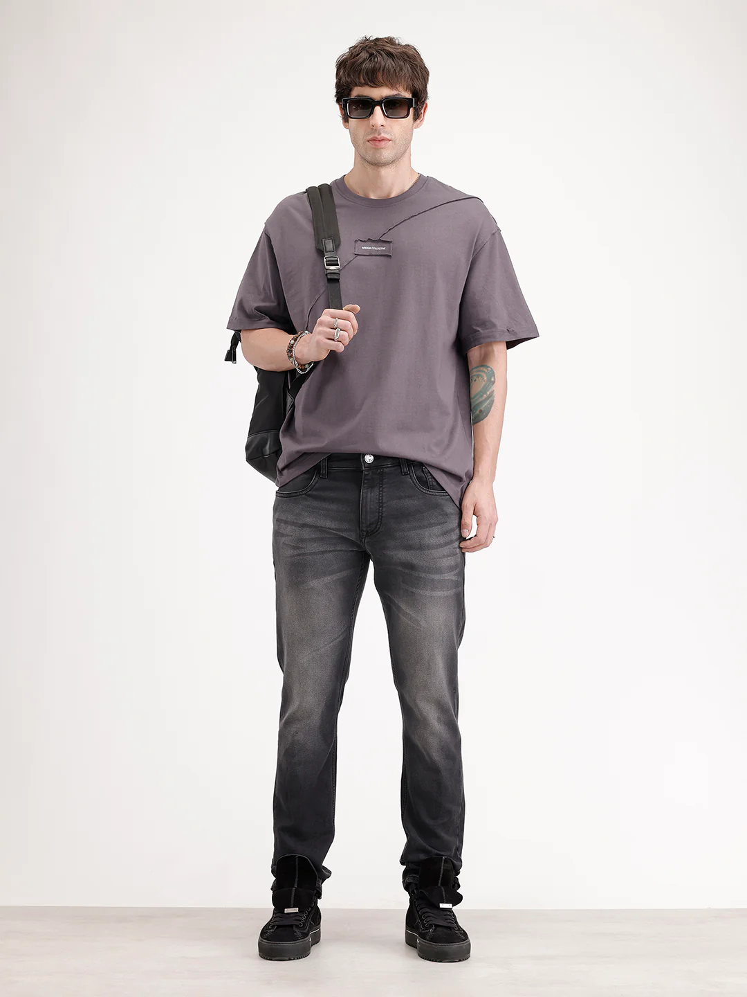 Slim Fit Washed Denim Jeans | Black - Image 2