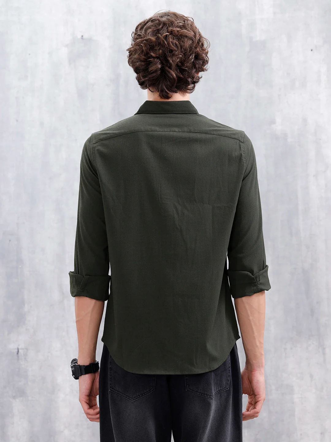 Smart Casual Men’s Slim Fit Shirt | Dark Green - Image 3