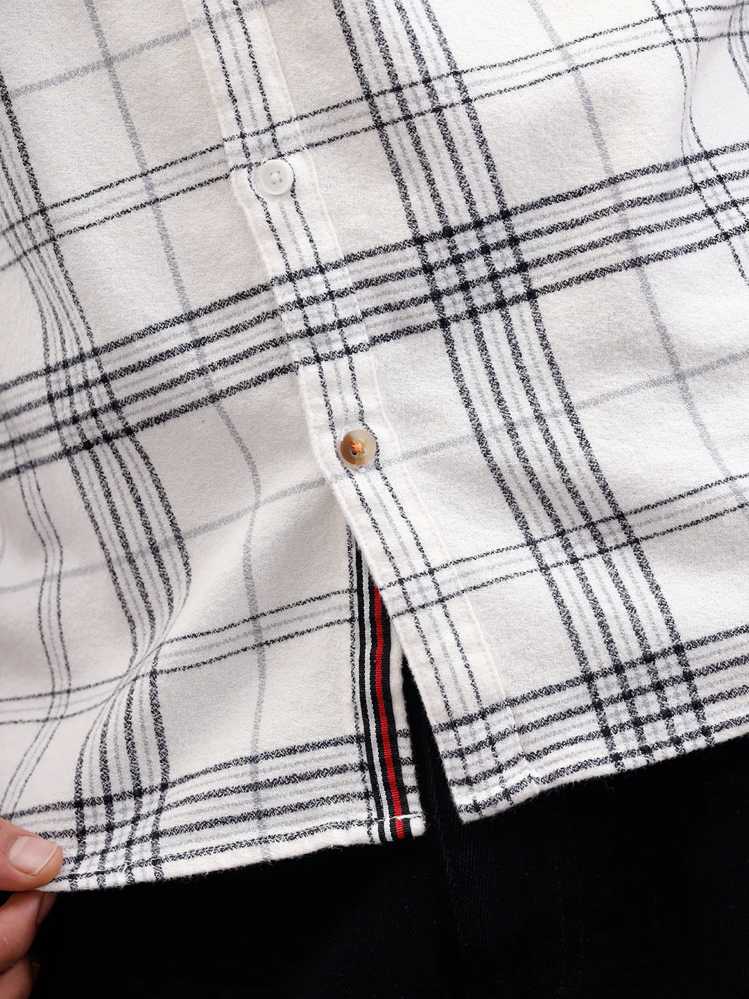 Soft Hand Brushed Check Shirt In Crepe Yarn | White - Image 5
