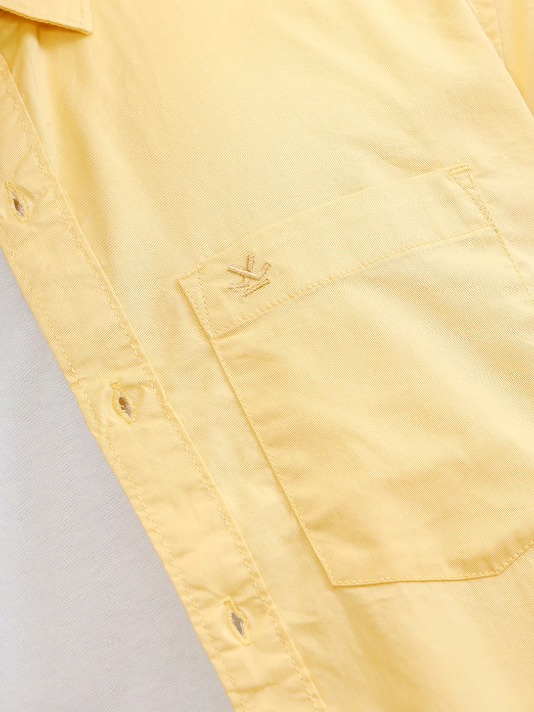 Solid 100%Cotton Regular Fit Shirt |Yellow - Image 5