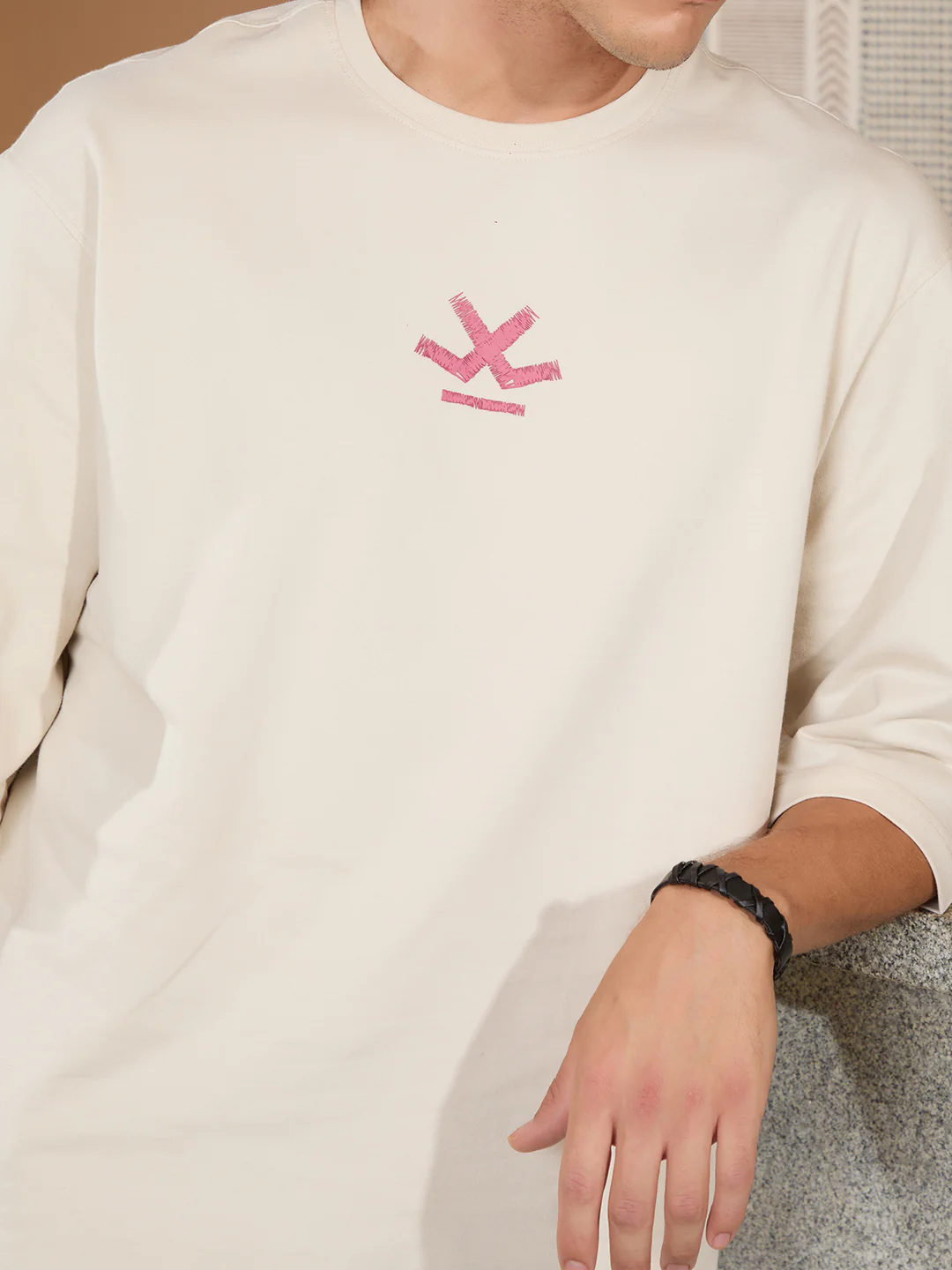 Solid 3/4th Sleeve T-Shirt | Beige - Image 5