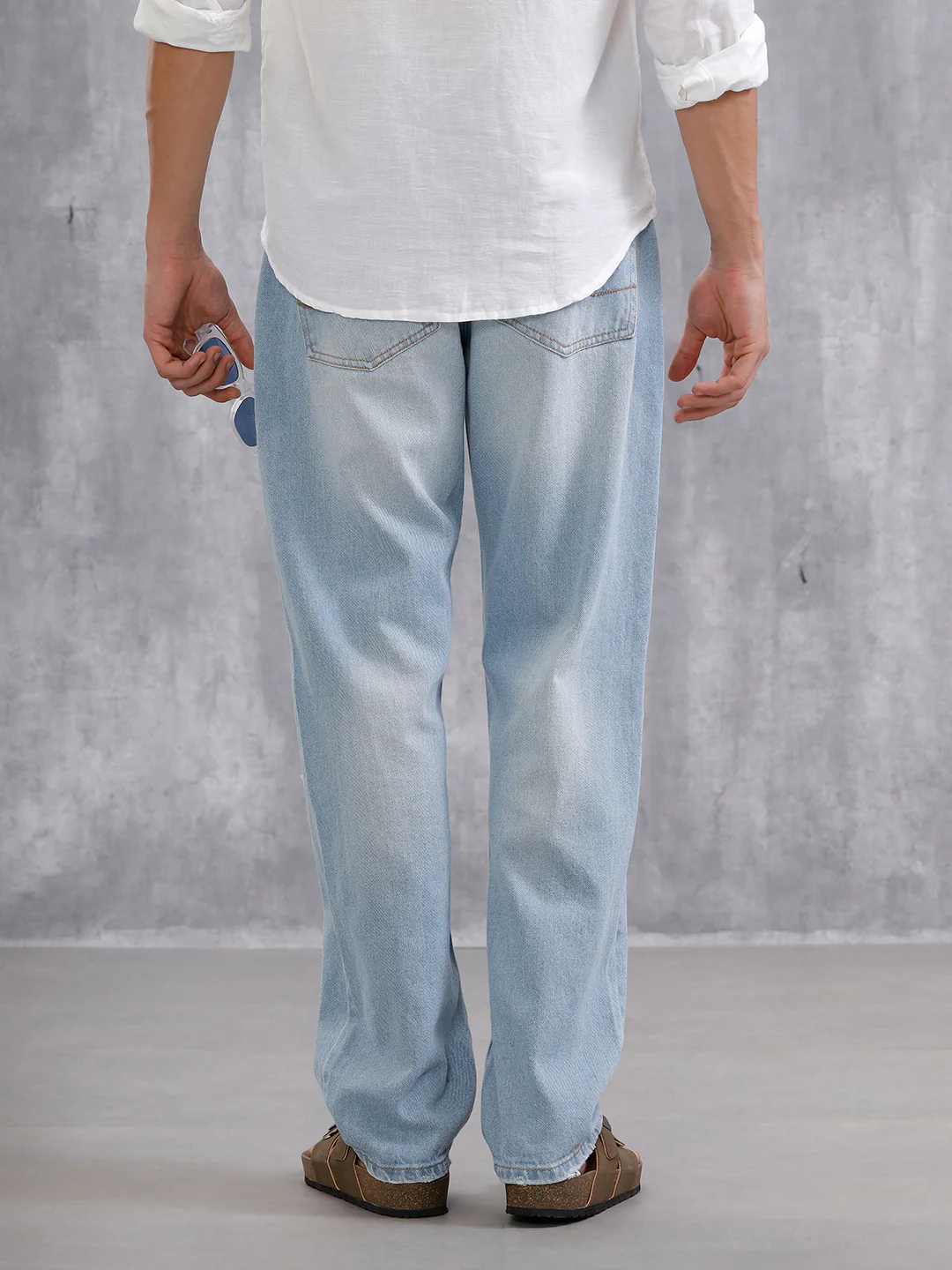 Solid Anti Fit Distressed Jeans | Light Blue - Image 4