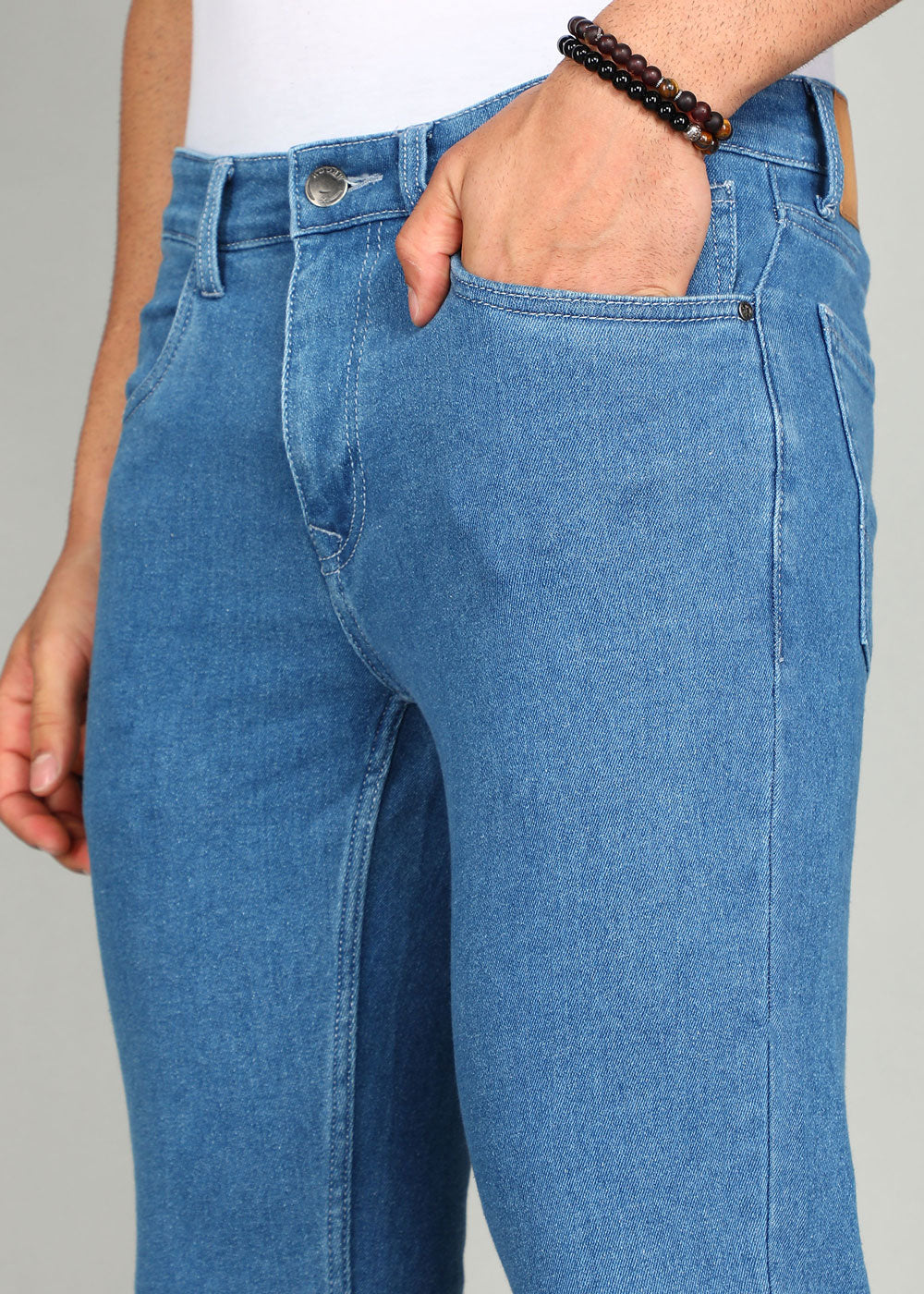 Solid Apex Light Blue Slim Fit Jeans - Image 4