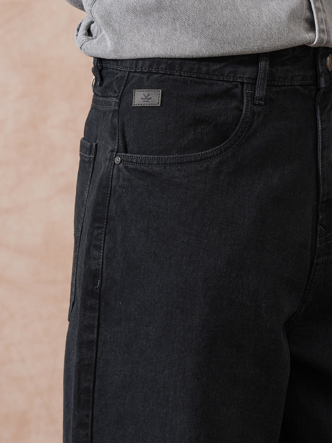 Solid Baggy Fit Jeans | Black - Image 5