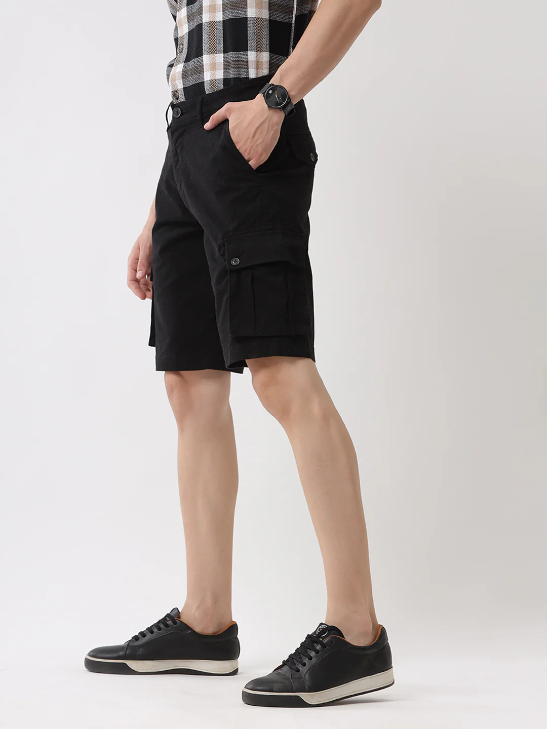 Solid Black Cargo Shorts - Image 2